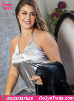 بيجامه حريمي ساتان مع روب قطيفة