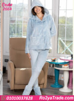 بيجامه حريمي شتوي قطيفة بكابيشو