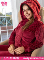 بيجامة قطيفة شتوي حريمي هودي