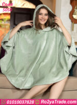 بونشو بيت شتوي حريمي بقبعة وخامة دافية