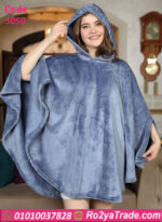 بونشو حريمي قطيفة ناعمة بقبعة للاستخدام المنزلي