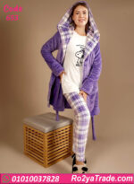 بيجامة شتوي حريمي قطيفة بالروب