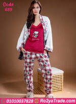 ⁦بيجامة حريمي شتوي 3 قطع – 689⁩ - الصورة ⁦2⁩