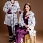 بيجامة حريمي شتوي 3 قطع بالروب