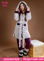 بيجامة حريمي شتوي 3 قطع بالروب