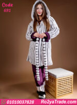 بيجامة حريمي شتوي 3 قطع بالروب