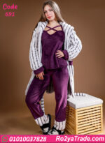 بيجامة حريمي شتوي 3 قطع بالروب