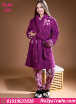 بيجامة حريمي شتوي 3 قطع بالروب