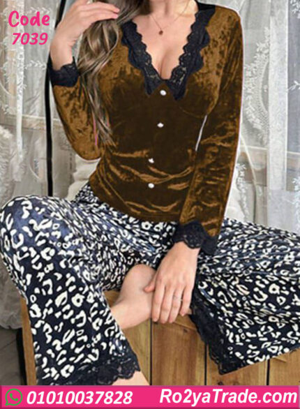 بيجامة حريمي شتوي دانتيل