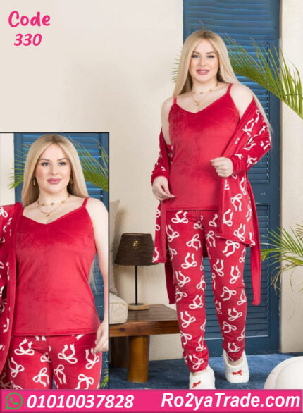 بيجامة شتوي 3 قطع حريمي