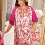 بيجامة بيج سايز مشجرة ورد