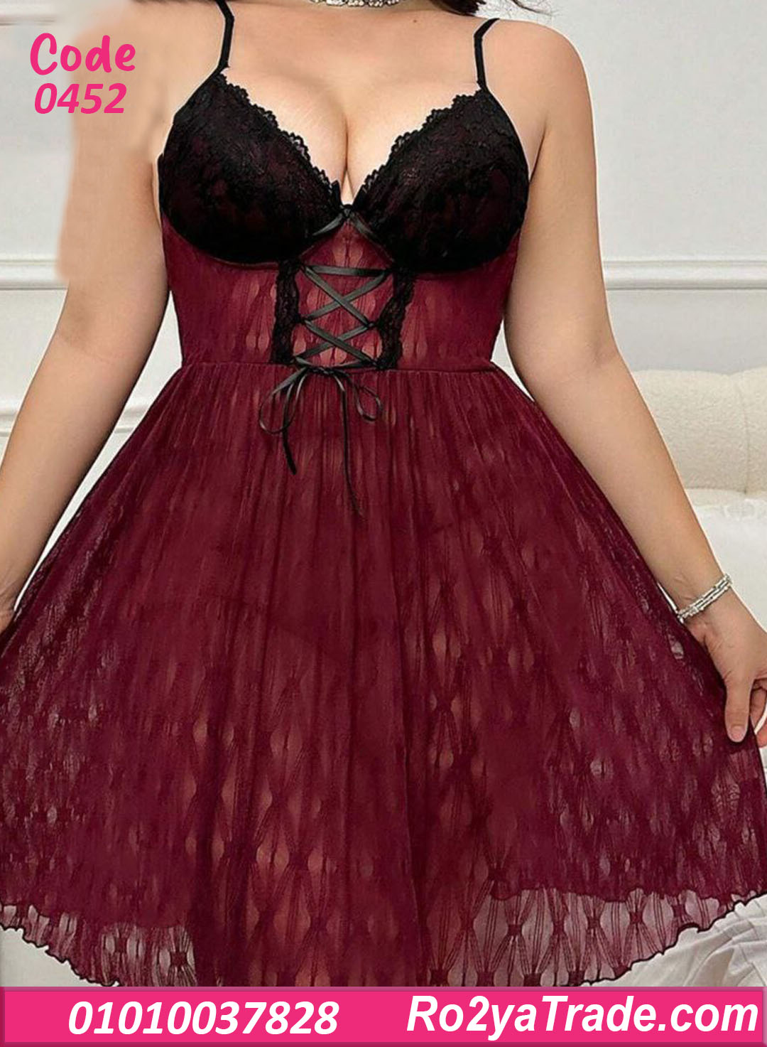 0452 لانجري قصير دانتيل