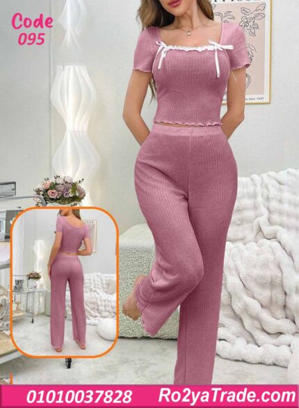 بيجامة حريمي صيفي قطعتين