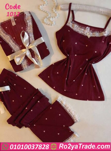 بيجامة حريمي شتوي 3 قطع