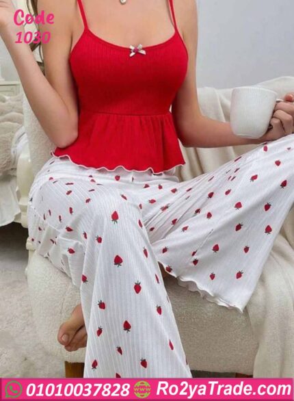 بيجامة حريمي صيفي فراولة