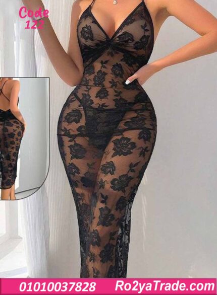 لانجري طويل دانتيل شفاف