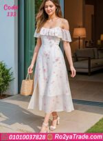 فستان صيفي طويل وردي