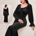 فستان شتوي طويل مخمل