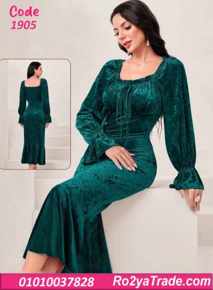 فستان شتوي طويل مخمل