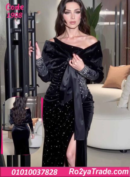 فستان شتوي طويل سواريه مخمل