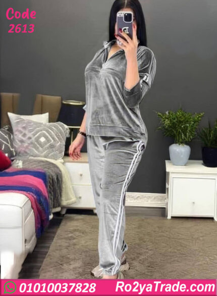 بيجامة شتوي حريمي قطيفة بيج سايز