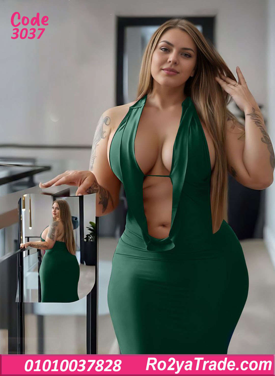 3037-1 لانجري طويل مفتوح صدر