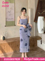 فستان صيفي طويل موف فاتح