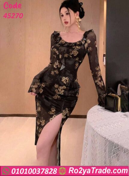 فستان صيفي طويل أسود