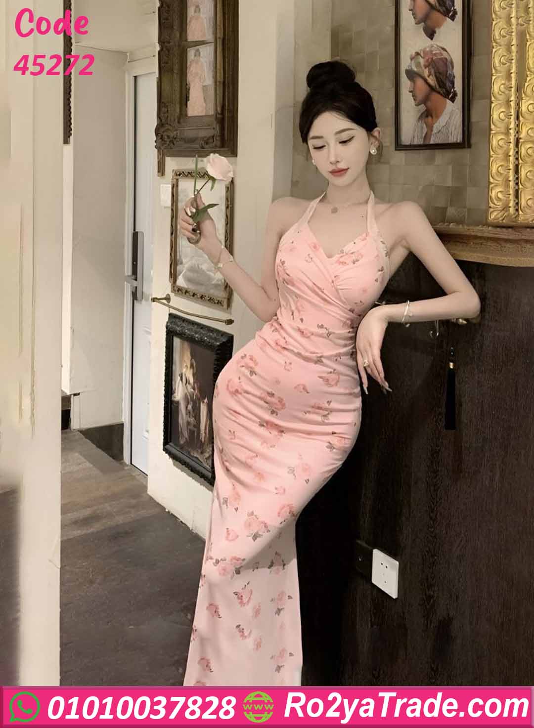 45272 فستان صيفي طويل ورد