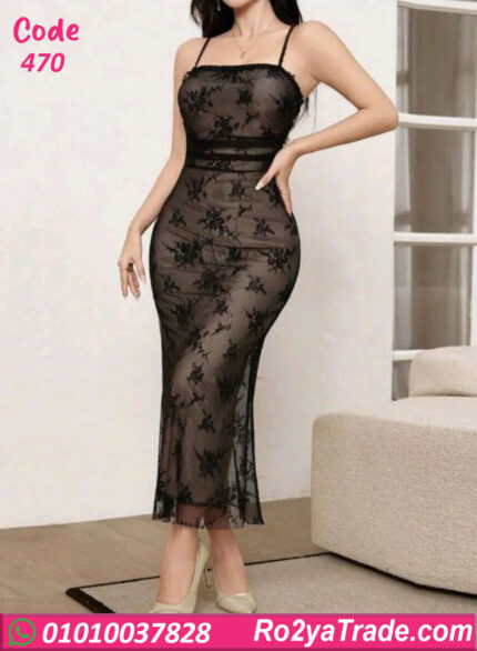 دريس شيفون دانتيل صيفي طويل