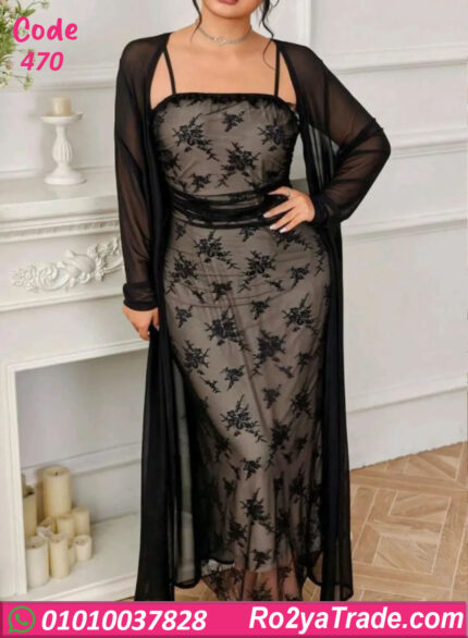 دريس شيفون دانتيل صيفي طويل