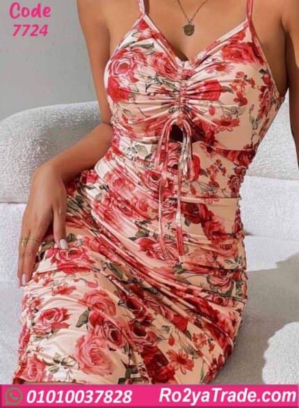 فستان صيفي قصير ورد