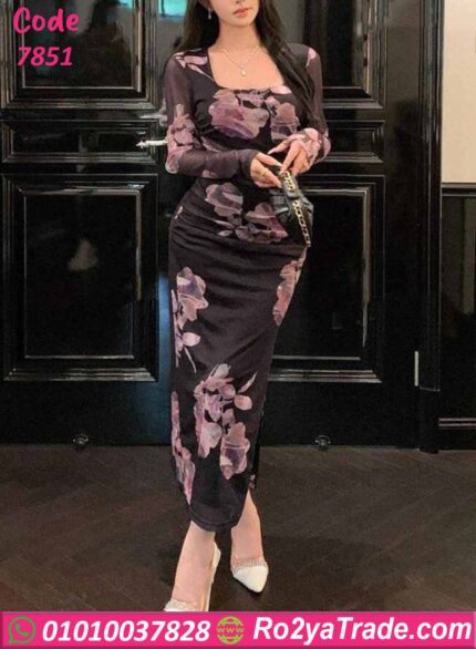 فستان صيفي طويل ورد