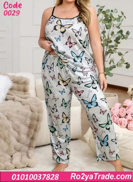 بيجامة حريمي صيفي حمالات بيج سايز