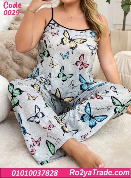 بيجامة حريمي صيفي حمالات بيج سايز