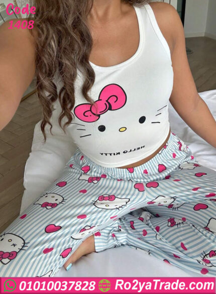 بيجامة حريمي صيفي قطعتين