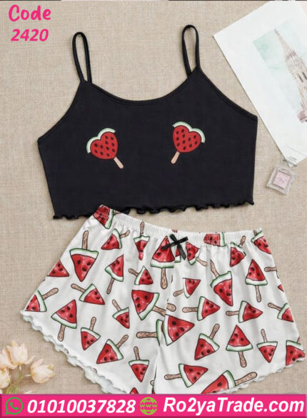 بيجامة هوت شورت حريمي صيفي 2420