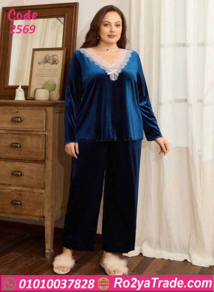 بيجامة حريمي قطيفة شتوي بيج سايز