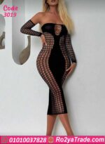 فستان لانجري شبك طويل