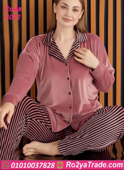 بيجامة مخططة شتوي كود 4022