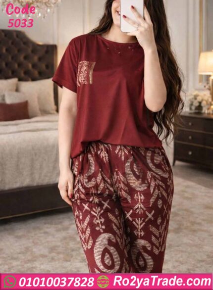 بيجامة حريمي صيفي قطعتين 5033