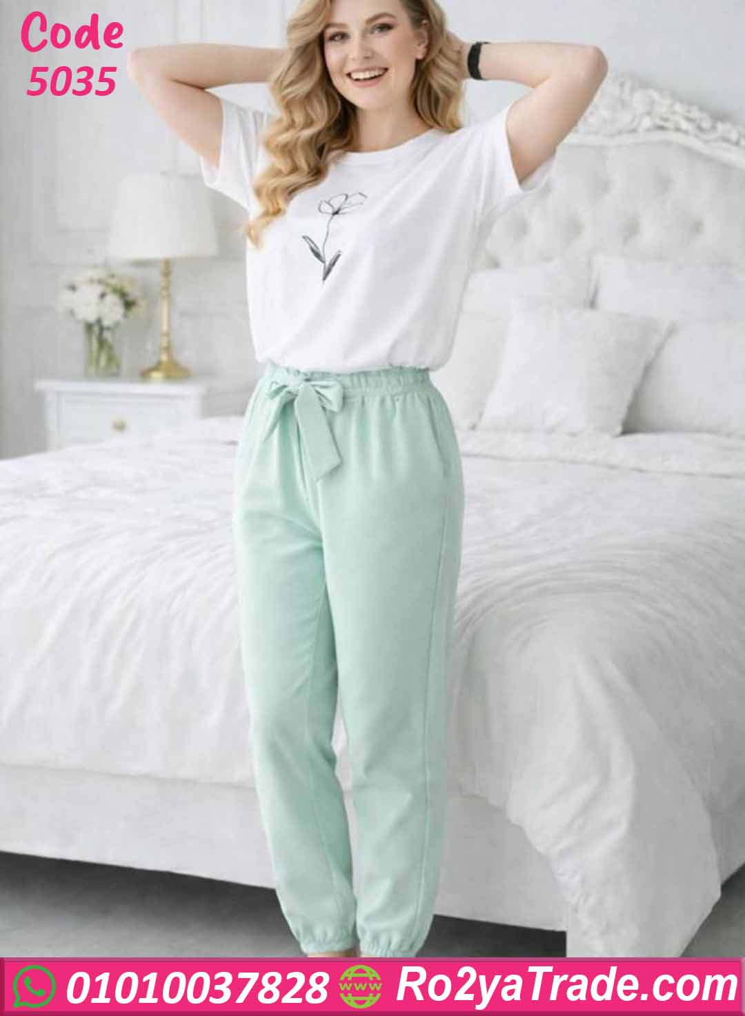 بيجامة حريمي صيفي قطعتين 5035