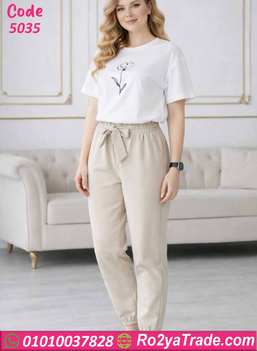 بيجامة حريمي صيفي قطعتين 5035