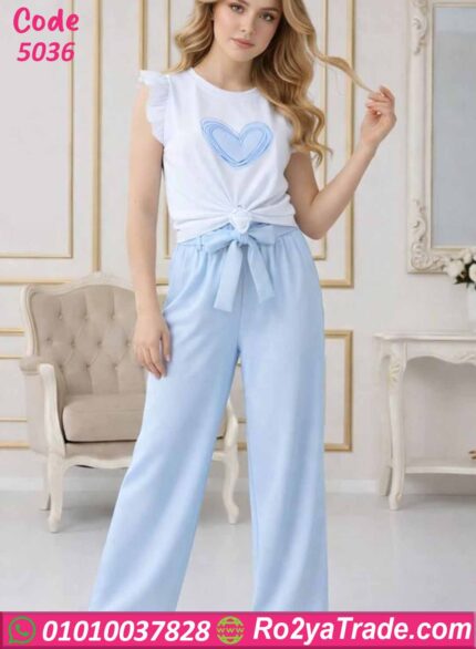 بيجامة حريمي صيفي قطعتين 5036