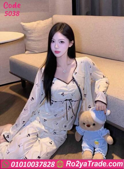 بيجامة حريمي صيفي 3 قطع 5038