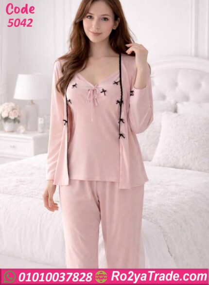 بيجامة حريمي صيفي 3 قطع 5042