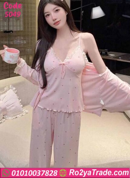 بيجامة حريمي صيفي 3 قطع 5049