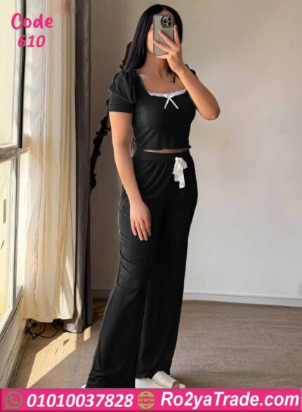 بيجامة حريمي صيفي أسود كود 610