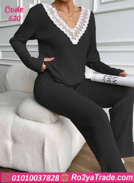 بيجامة حريمي شتوي مضلع كود 620