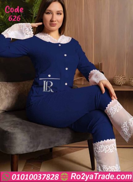 بيجامة حريمي شتوي مضلع كود 626